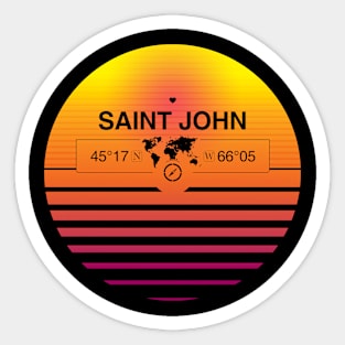 Saint John, New Brunswick Retro Sunset Sticker